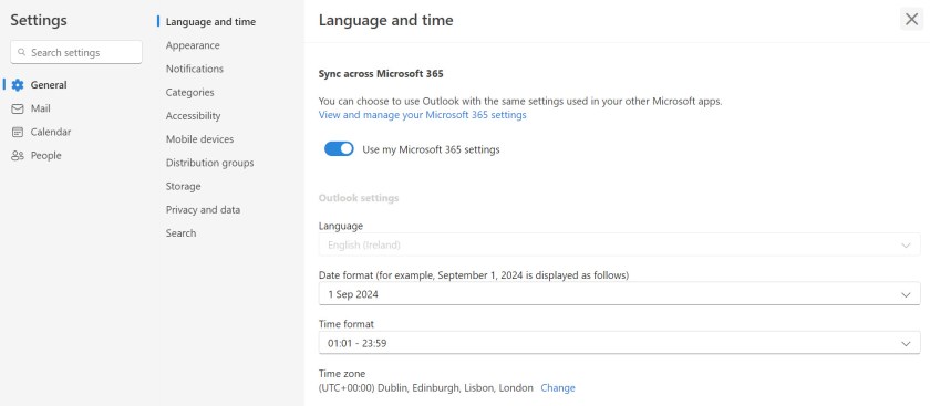 OWA Language and Time mailbox settings


Outlook settings API